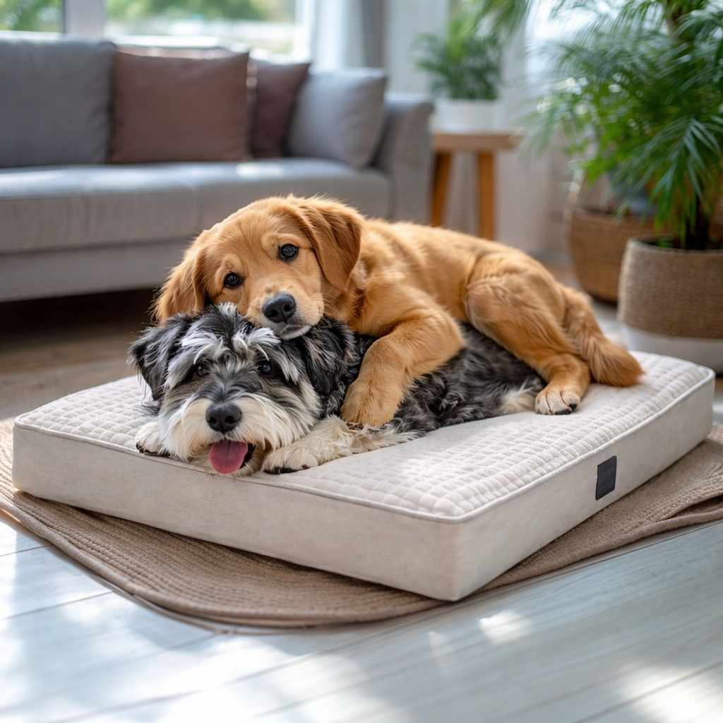 Veehoo Dog Beds Large Sized Dog-Plush Flannel Large Dog Bed with Removable Washable Cover & Waterproof Inner Liner Orthopedic Dog Bed for Crate with Nonslip Bottom