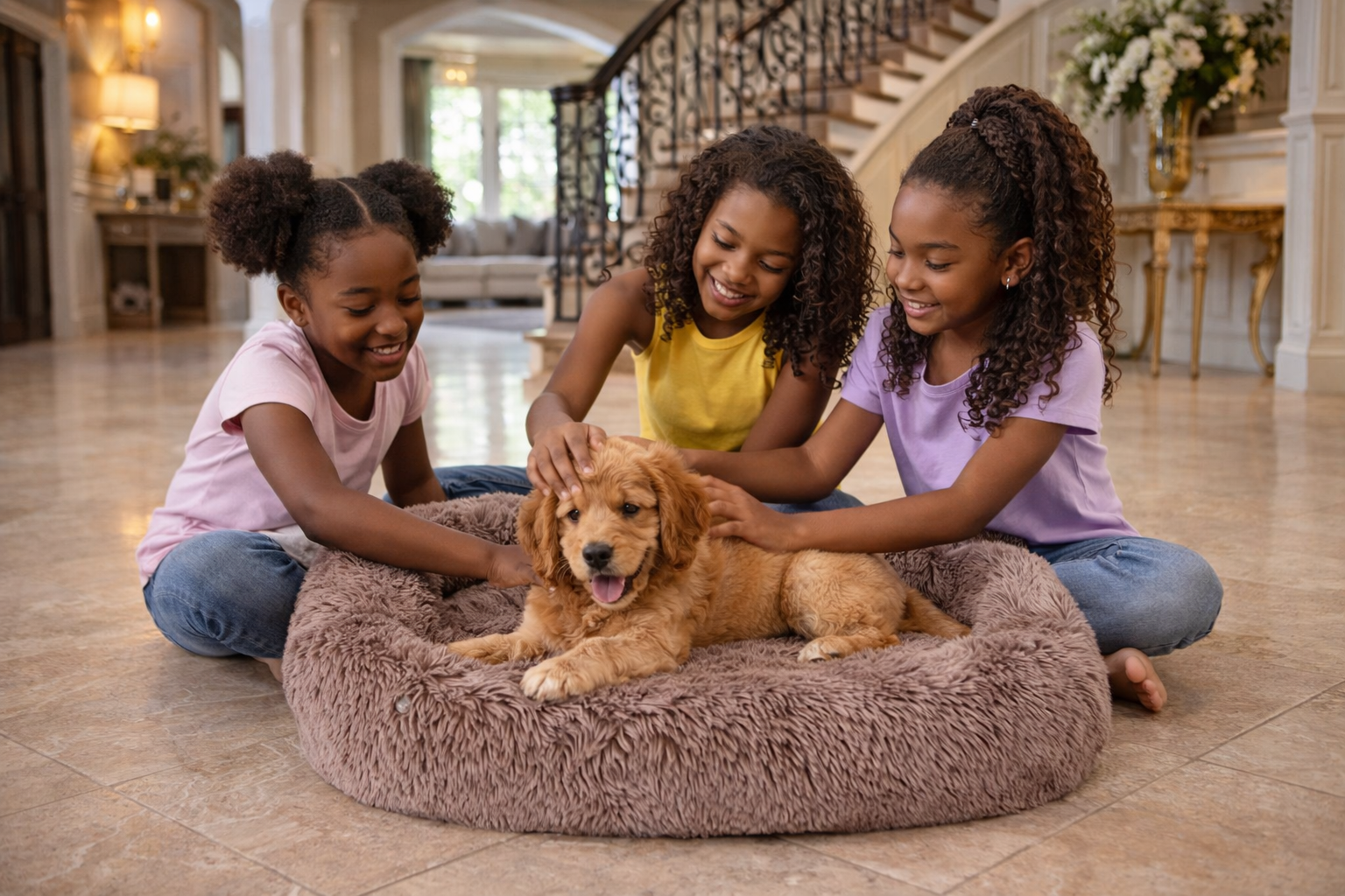 Lucky Monet Dog Beds for Large Dogs 31.5" x 27.6" Fluffy Calming Dog Cat Bed Washable Dog Beds with Sides Soft Dog Crate Bed for Sleeping (L Brown)